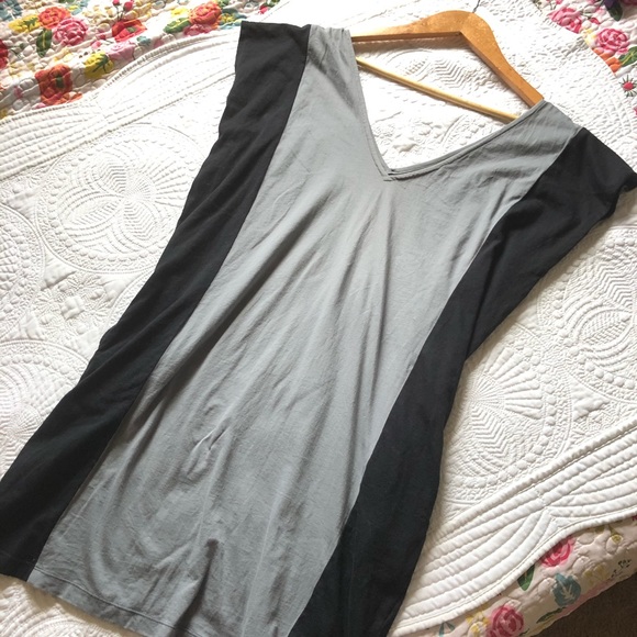 tonle Dresses & Skirts - TONLE Shift Short Sleeve Midi Dress Black Gray Sustainable Recycled Size Small